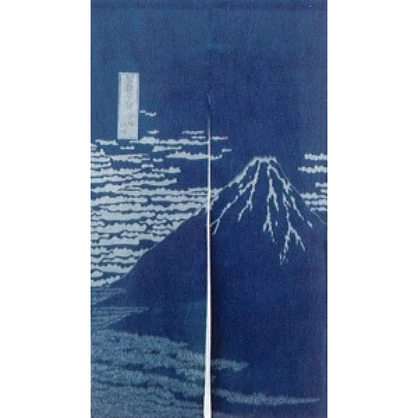 綿抜染めのれん　富士藍 (174559-00)