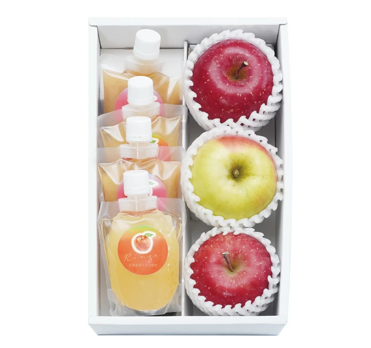 サンふじ・ぐんま名月・飲むもも&りんごゼリーセット