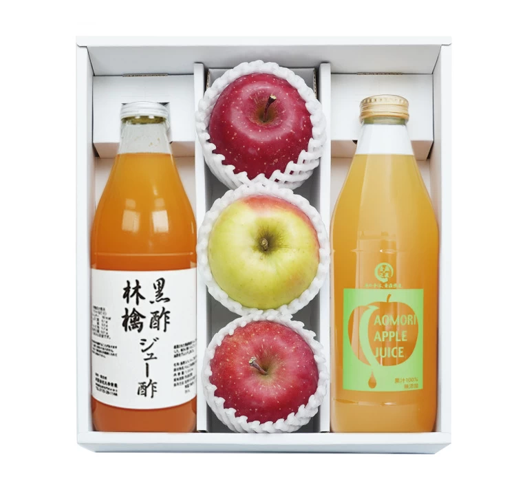 サンふじ・ぐんま名月・黒酢入りりんごジュース・りんごジュースセット