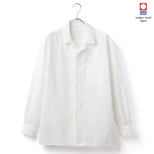 今治タオル プレミアムパイル メンズ（ユニセックス） カジュアルシャツ 長袖 オープンカラー オーバーサイズ ホワイト