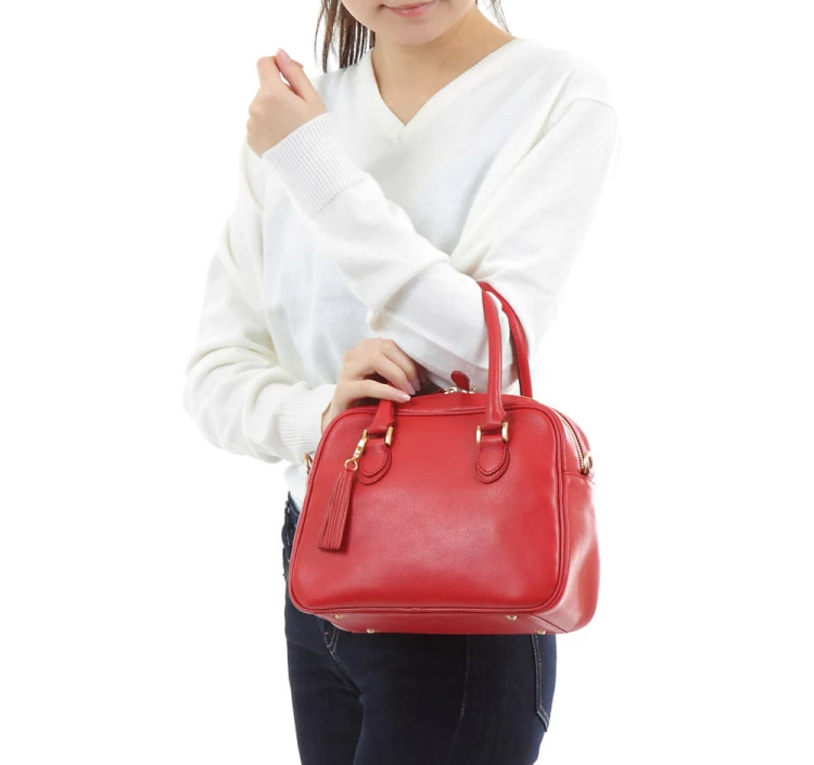 オリーブレザー 2wayミニボストンバッグ（ショルダー&手提げ）