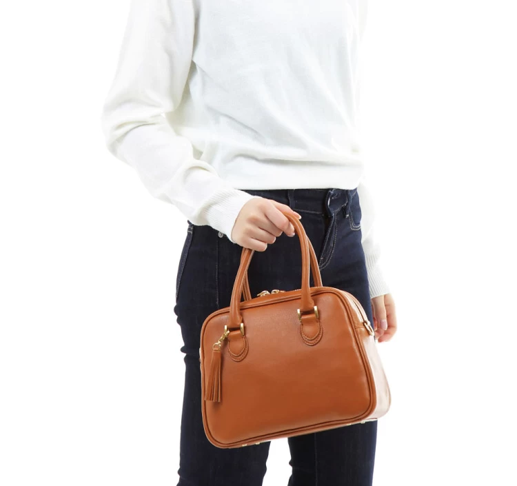 オリーブレザー 2wayミニボストンバッグ（ショルダー&手提げ）