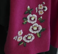 椿と梅の花の手刺繍ストール/Col.フューシャピンク サムネイル