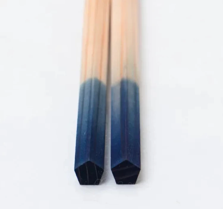 本藍染　五稜箸木頭朱杉　一膳ギフト