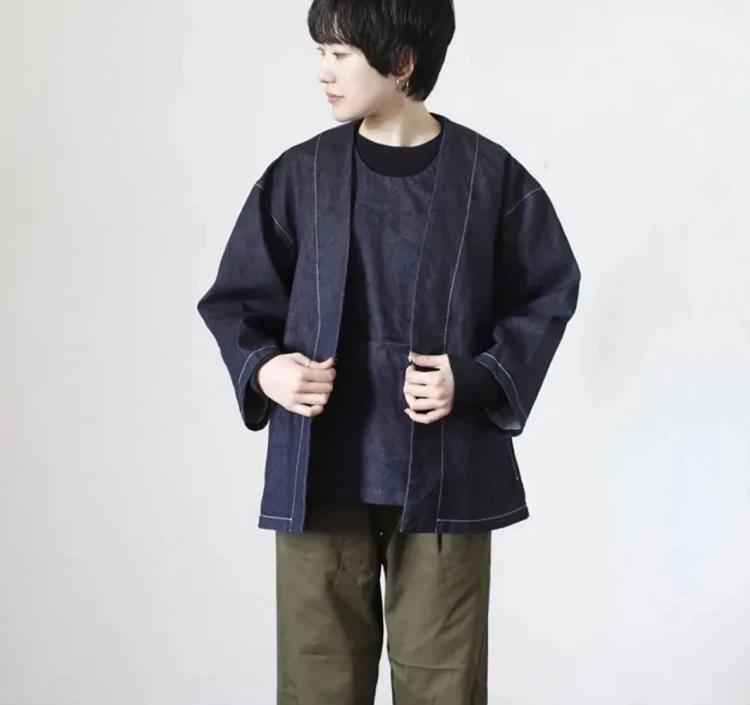 NAKASHI denim apron vest (stitch navy)