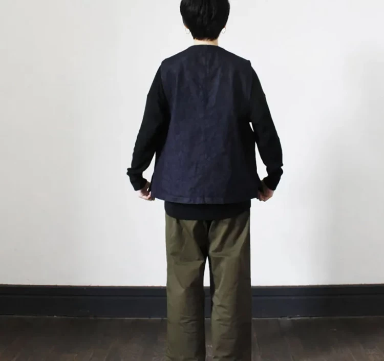 NAKASHI denim apron vest (stitch navy)