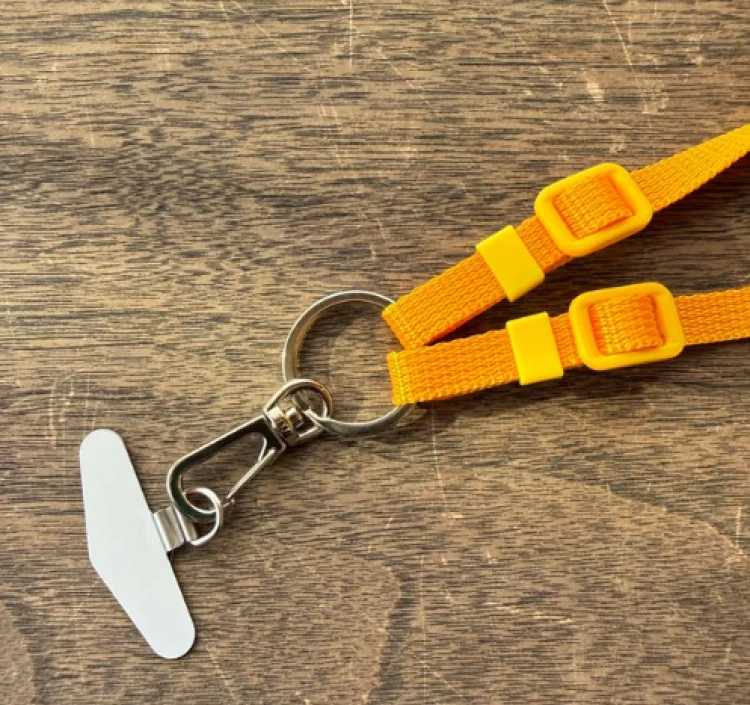 20mmカメラストラップ（スマホ金具つき）キャメル裏地カラシ革ドット染め