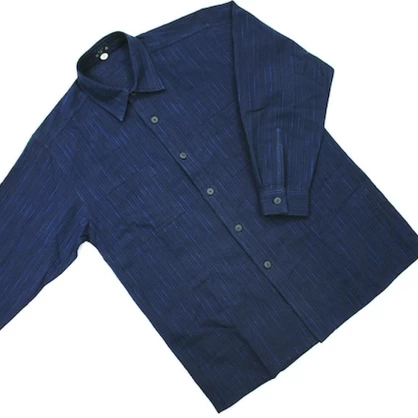 藍染綿紬紳士シャツ(シャツカラー)
