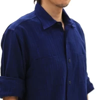 藍染綿紬紳士シャツ(シャツカラー) サムネイル