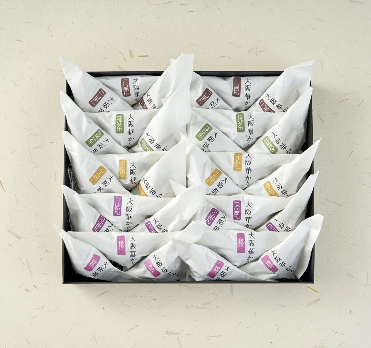 大阪華かりん5種ミックス(こしあん・抹茶・桃・粒・スイポ) 30個入 ギフトセット