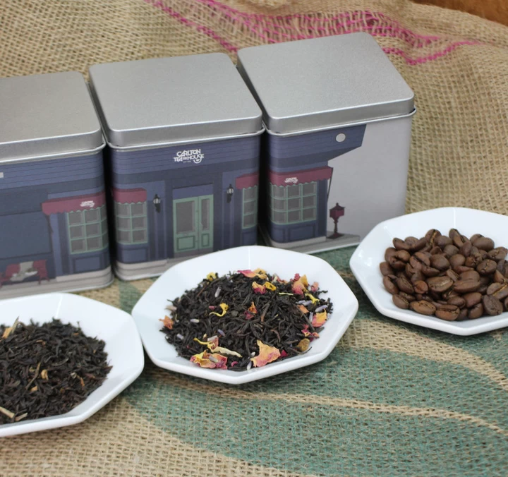 【贈り物ギフト対応】　ティーハウスミニチュア缶セット　(上町コーヒー1種・紅茶2種）