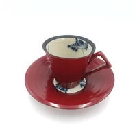 美濃焼■漆　シダ■コーヒーカップ＆ソーサーセット　根来（赤） サムネイル