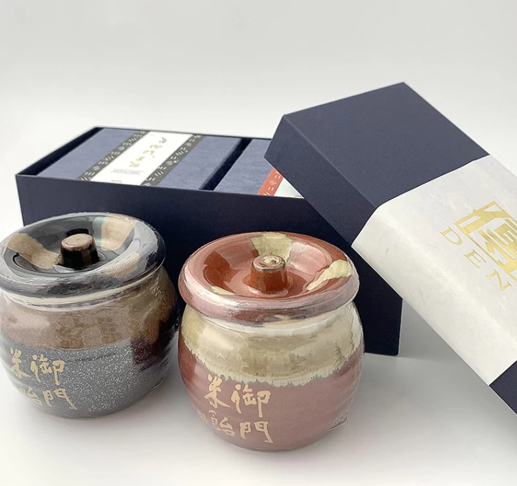 砂糖傳特選ギフト　御門米飴２個セット（赤壺・黒壺）