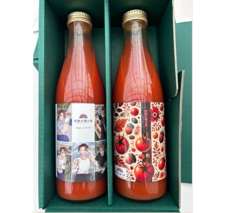 常陸太陽の庭トマトジュース（720ml）2本入り贈答用BOXミックスラベル・ショッパー付き