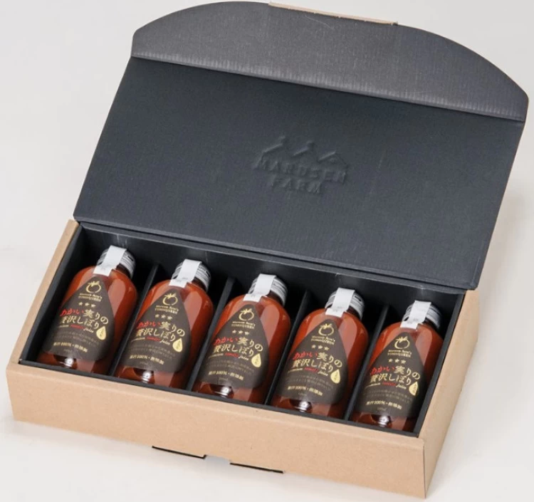 あかい実りの贅沢しぼり(とろり・黒）180ml5本セット(化粧箱)