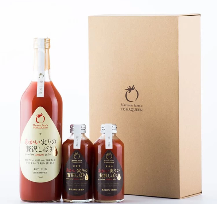 あかい実りの贅沢しぼり(さらり・白）720ml1本、(とろり・黒)180ml2本（化粧箱）