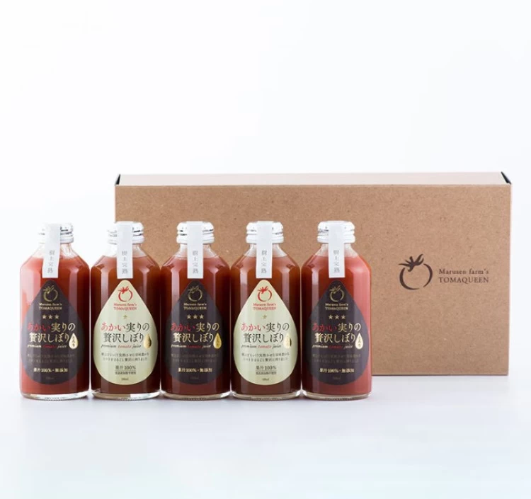 あかい実りの贅沢しぼり180ml5本ｾｯﾄ(とろり・黒3本、さらり・白2本)（化粧箱）