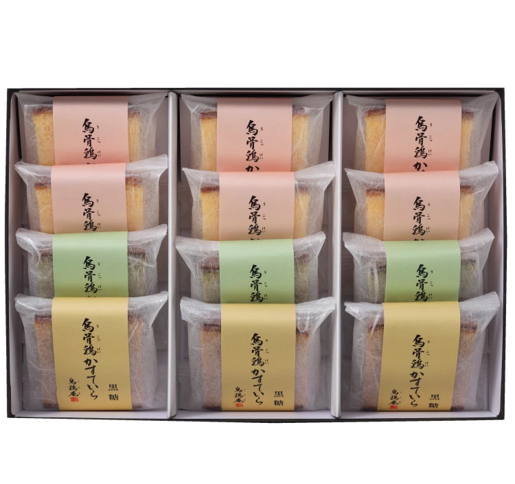 烏骨鶏かすていら個包装　3色　12個入り