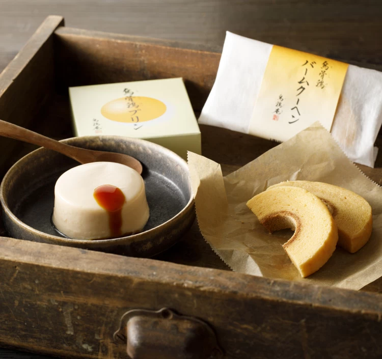 烏骨鶏バームクーヘン個包装8個・ プリン6個入りセット