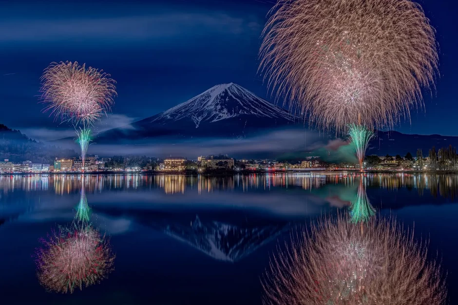 河口湖冬花火【大池公園】