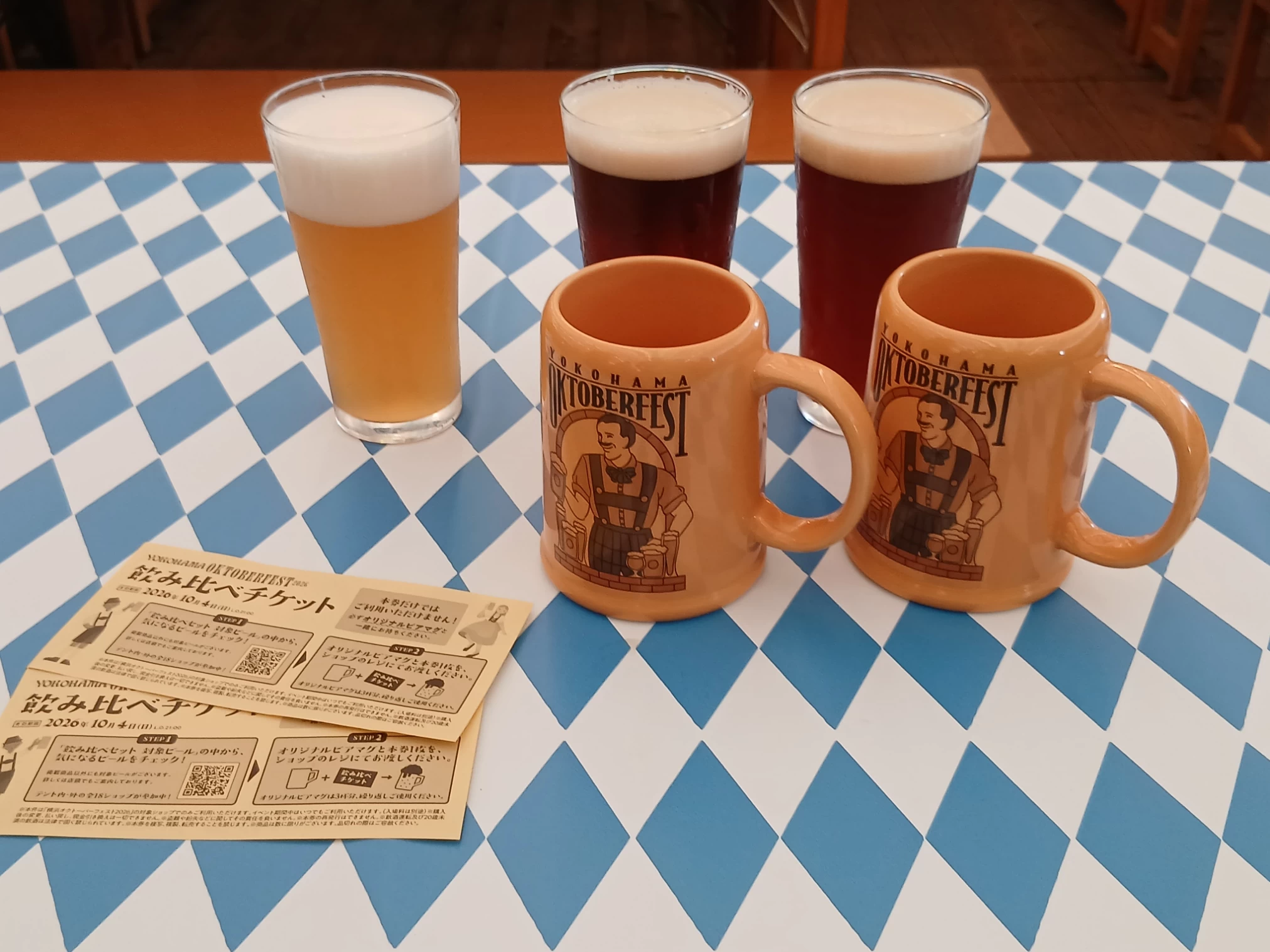 飲み比べチケットとビアマグ