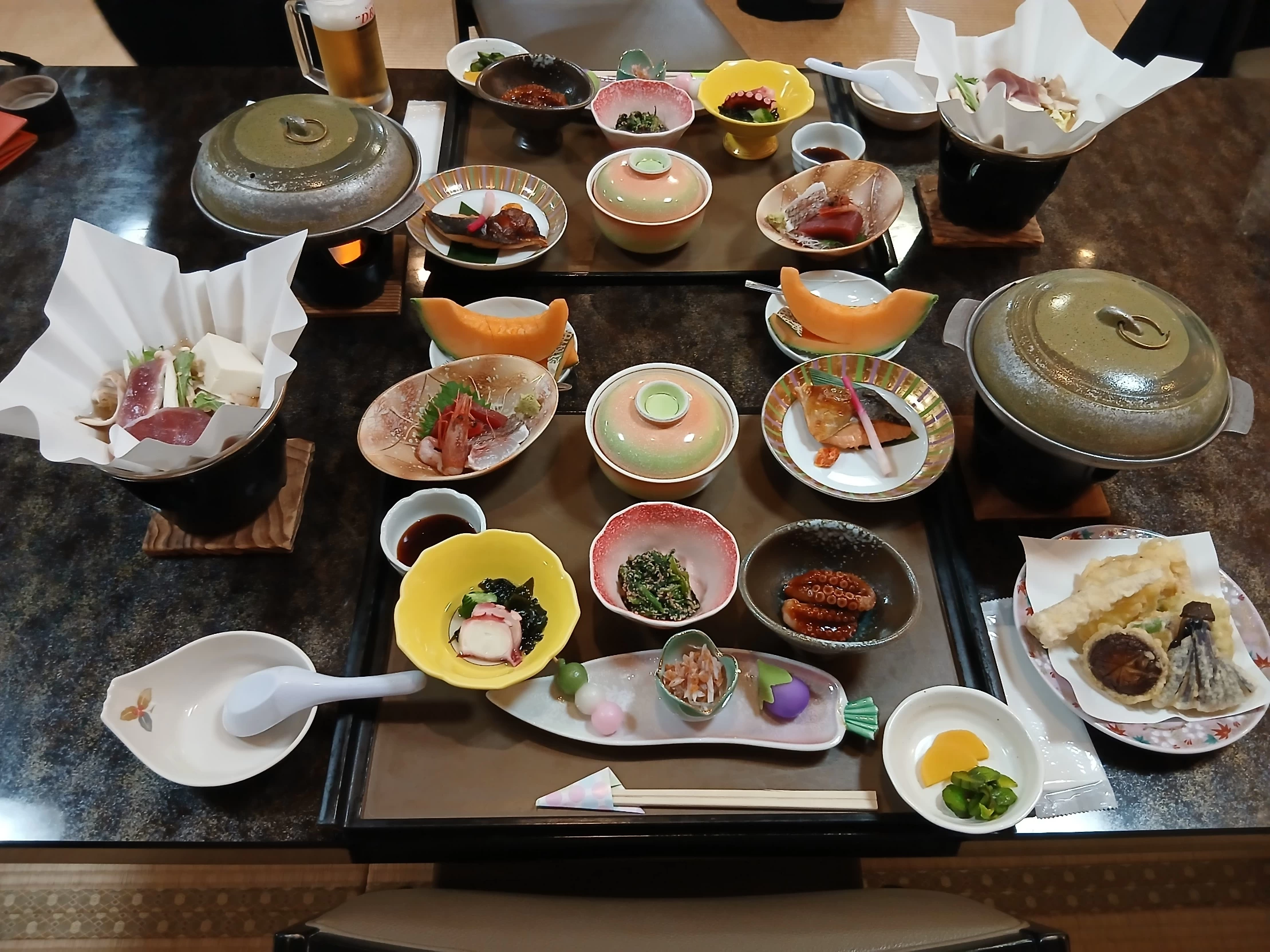 幸乃湯温泉の夕食の全景
