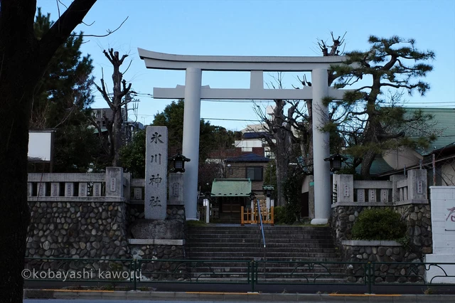 「新宿区下落合氷川神社」。新目白通り沿いの南鳥居