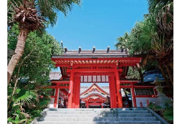 亜熱帯植物に囲まれた青島神社