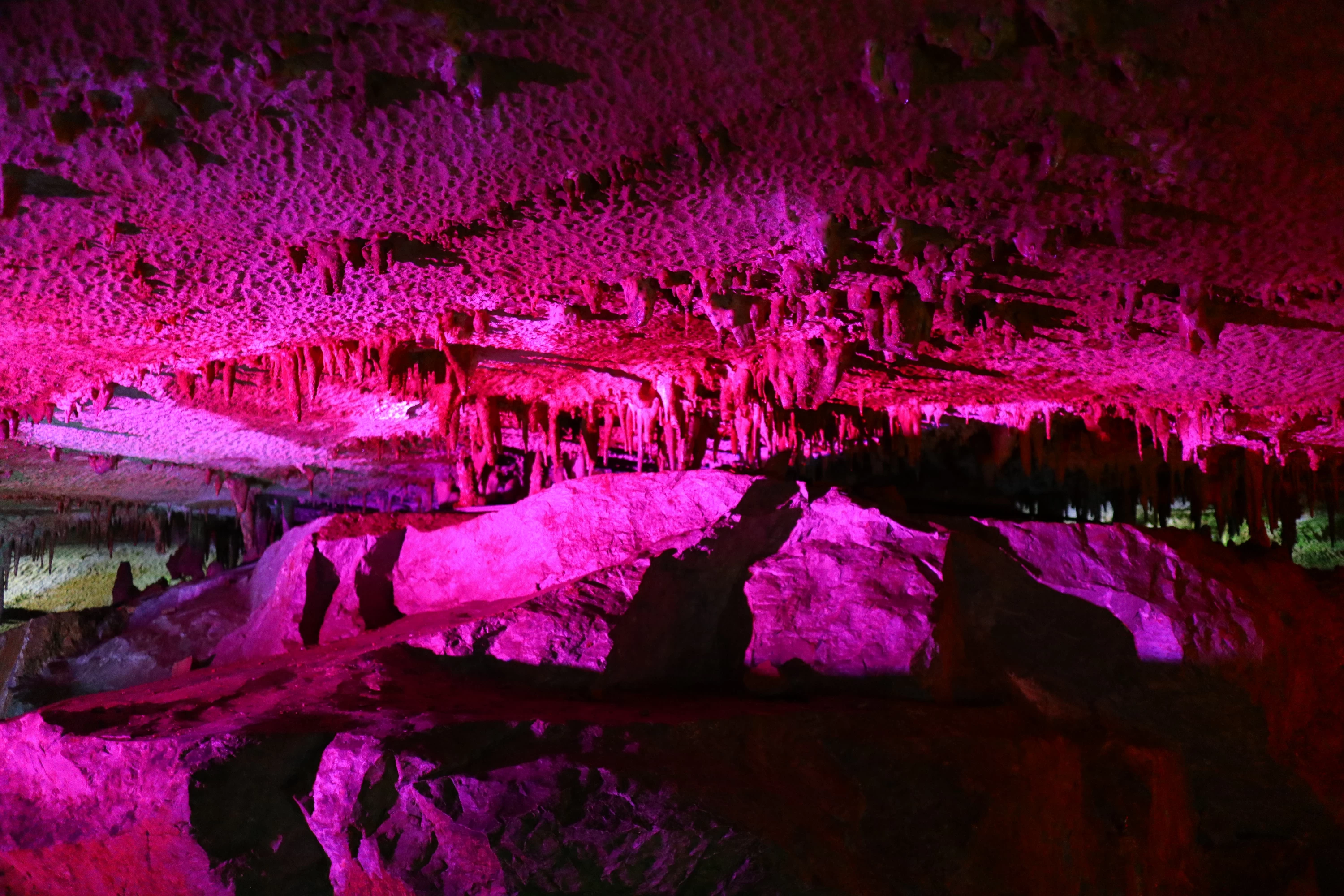 洞窟内の見どころはライトアップされている