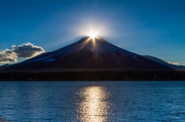秋から冬にかけて見られる「ダイヤモンド富士」