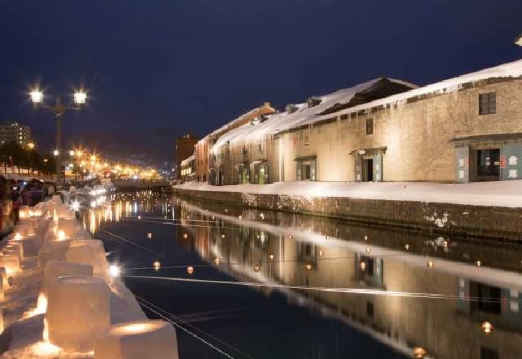冬の小樽運河（夜）