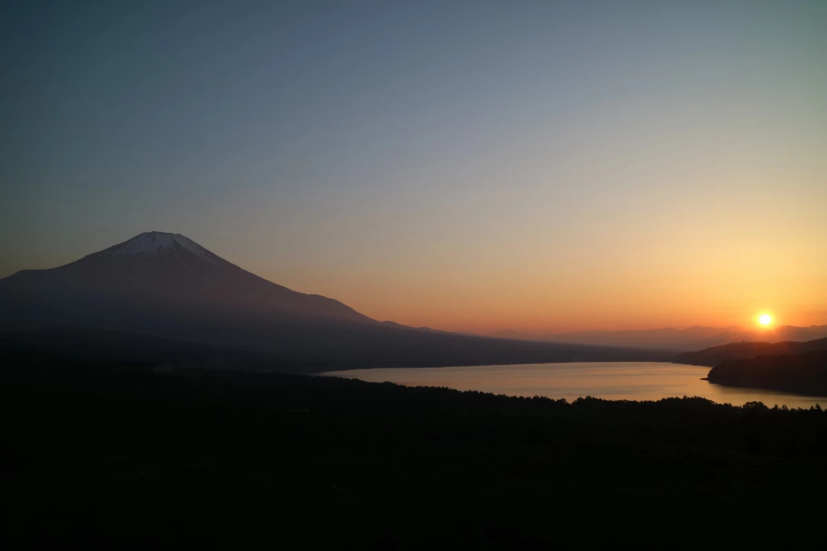 パノラマ台からの富士山と夕日