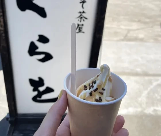 味噌キャラメルソースのソフトクリーム