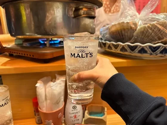 長芋の焼酎「六趣」ソーダ割り。クセがなくて飲みやすい