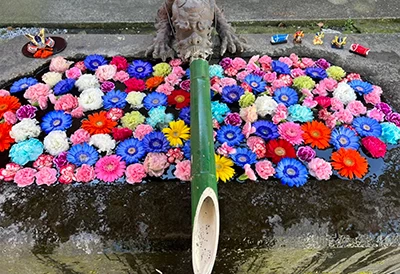 約175年前から現在まで使用される手水鉢（ちょうずばち）