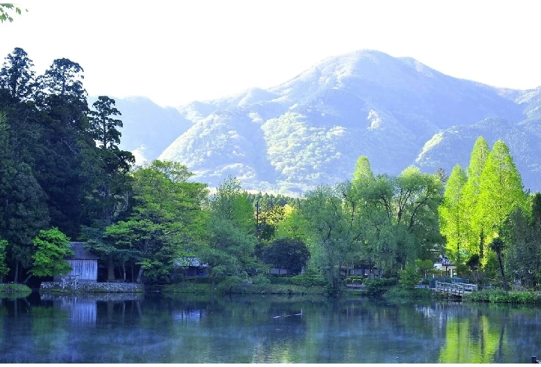 由布岳の麓に佇む池