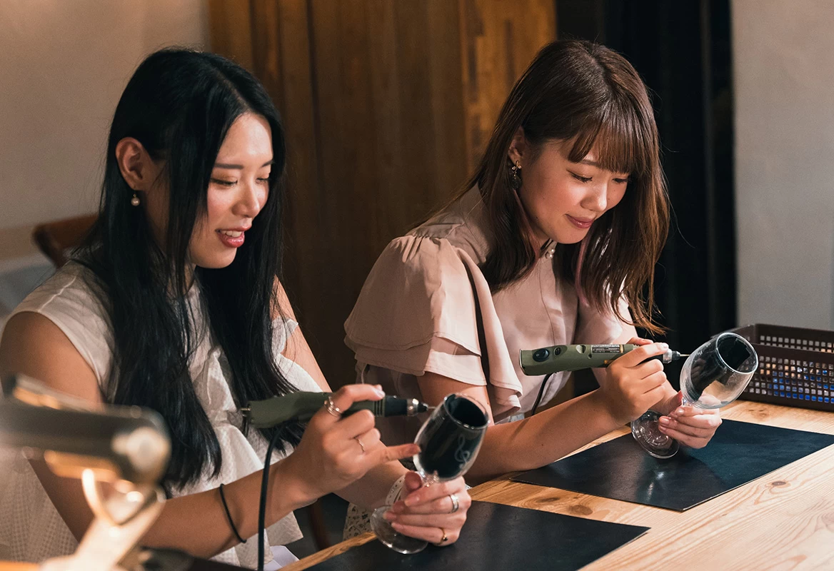 ワイングラス彫刻体験