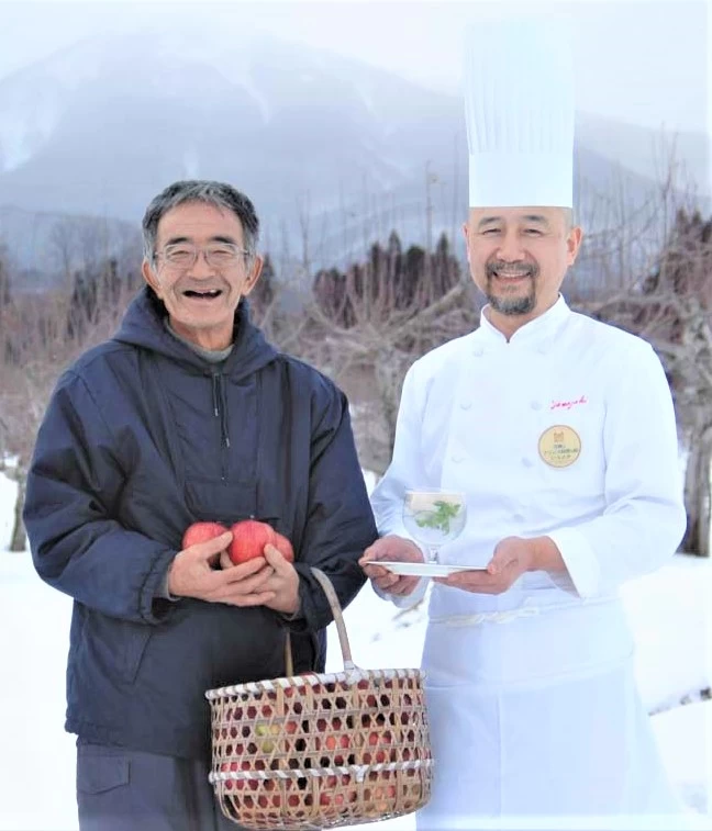 「奇跡のリンゴ」の主役・木村秋則さんとシェフ
