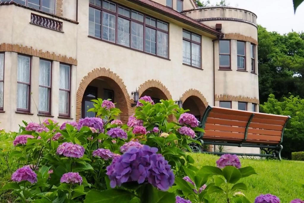 6月の「旧本多忠次邸」とあじさい