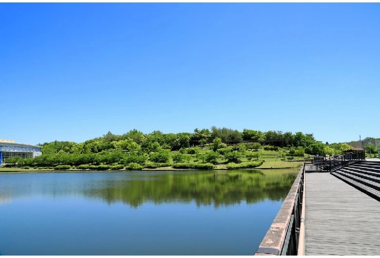 園内には水辺が広がる