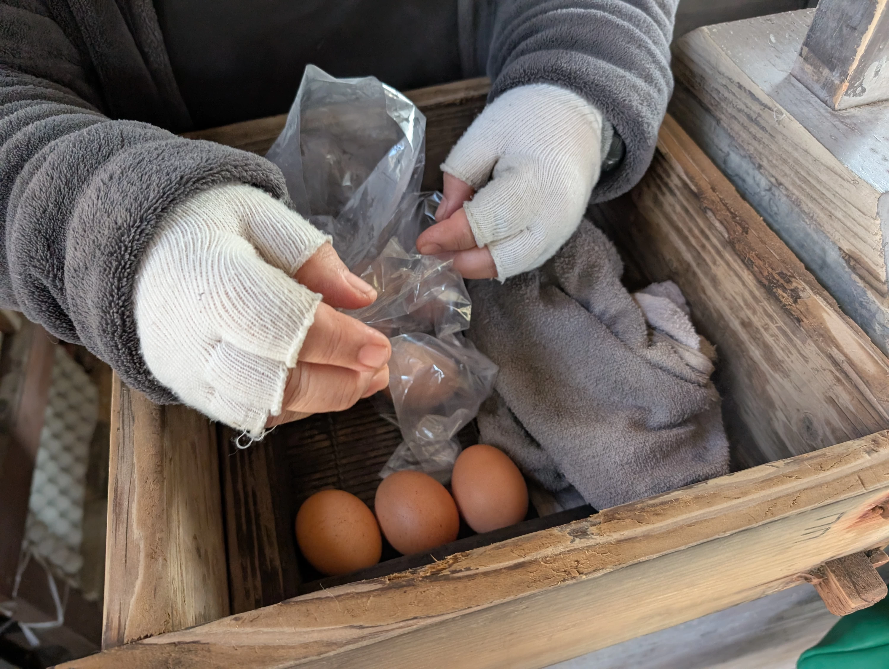温泉卵ひとつ100円（現地にて撮影）