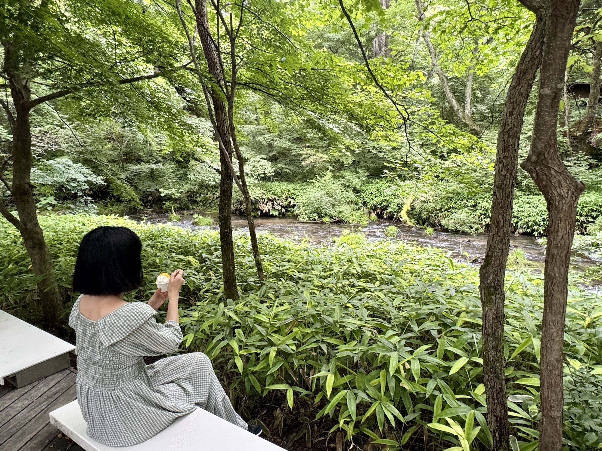 川沿いで涼しい風が気持ちいい