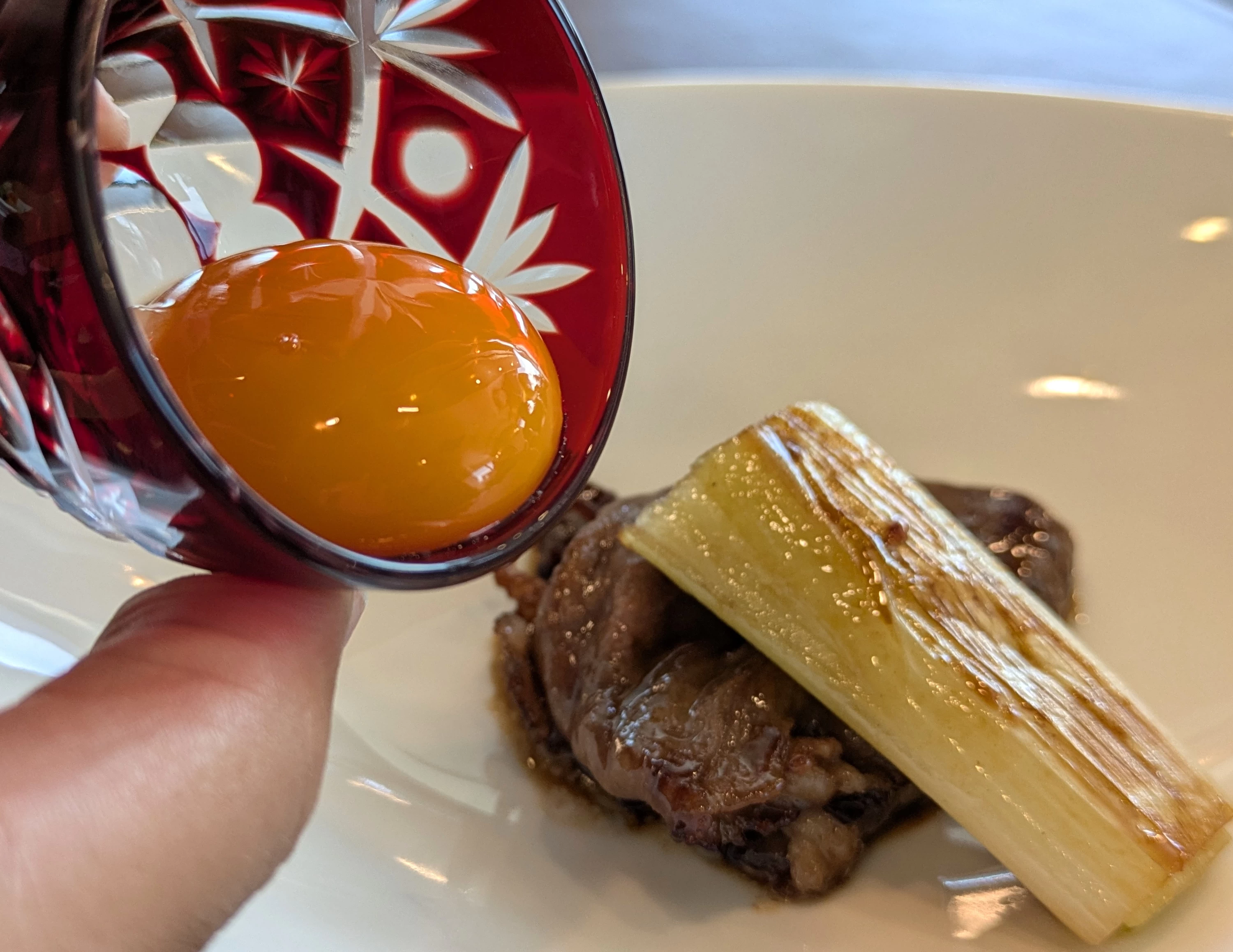 ウメビーフをすき焼きスタイルで（現地にて撮影）