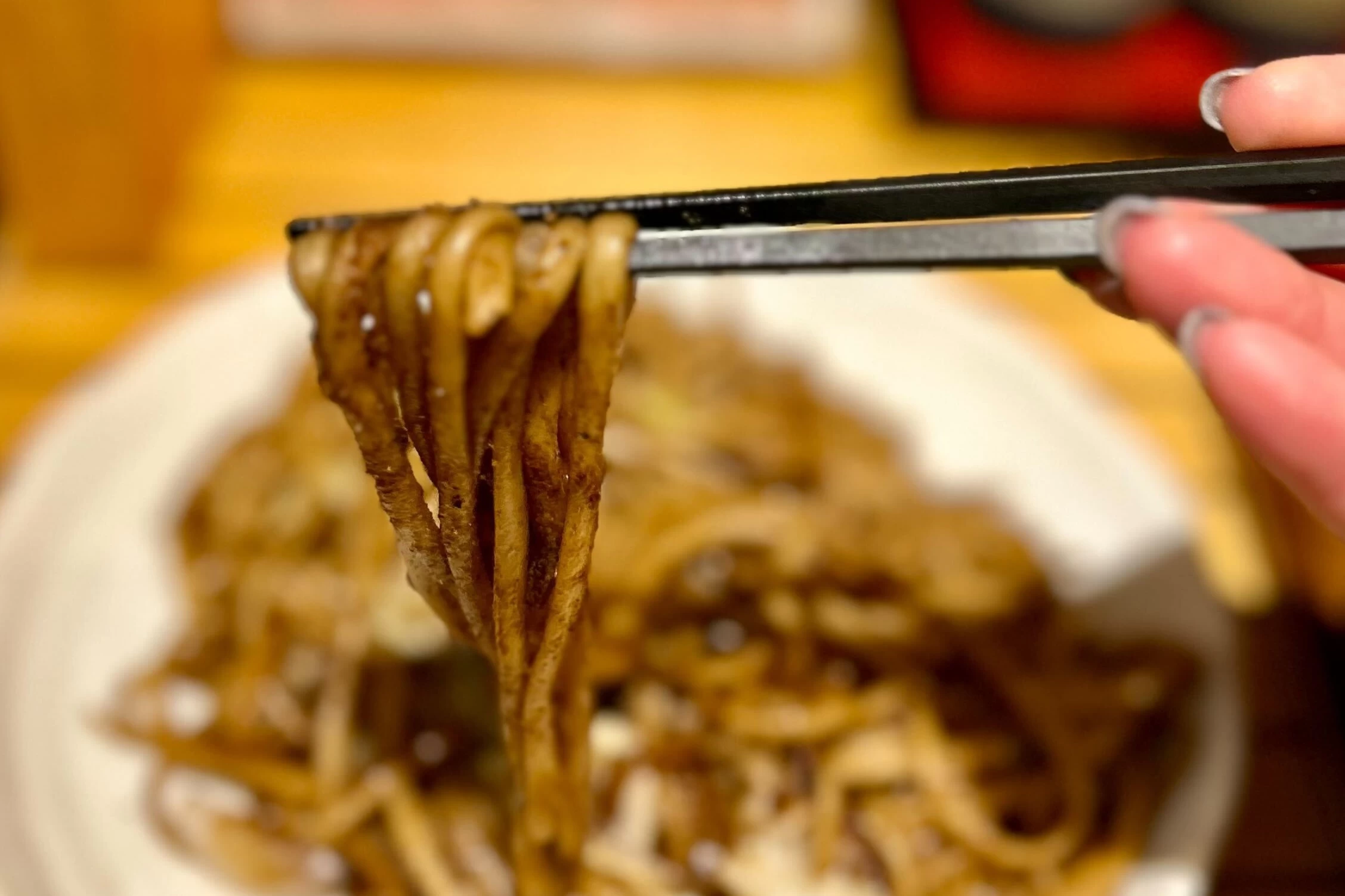 乾麺を使用するのが特徴（現地にて撮影）