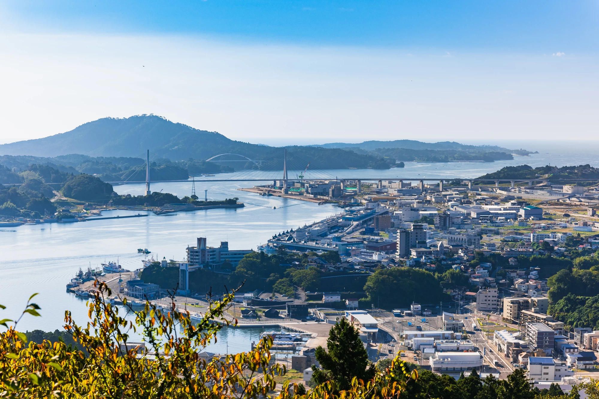 気仙沼の内湾の風景が一望できる