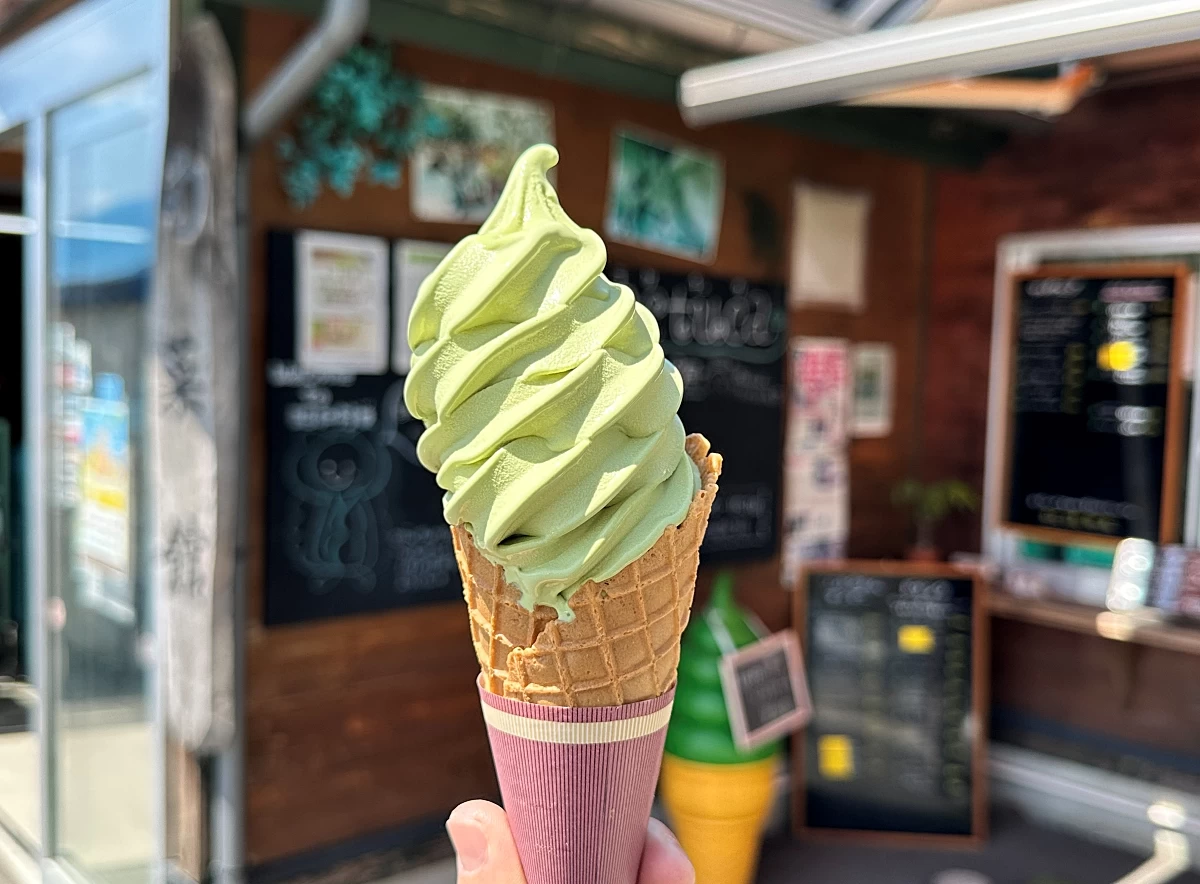 ほうれん草のソフトクリーム（現地にて撮影）