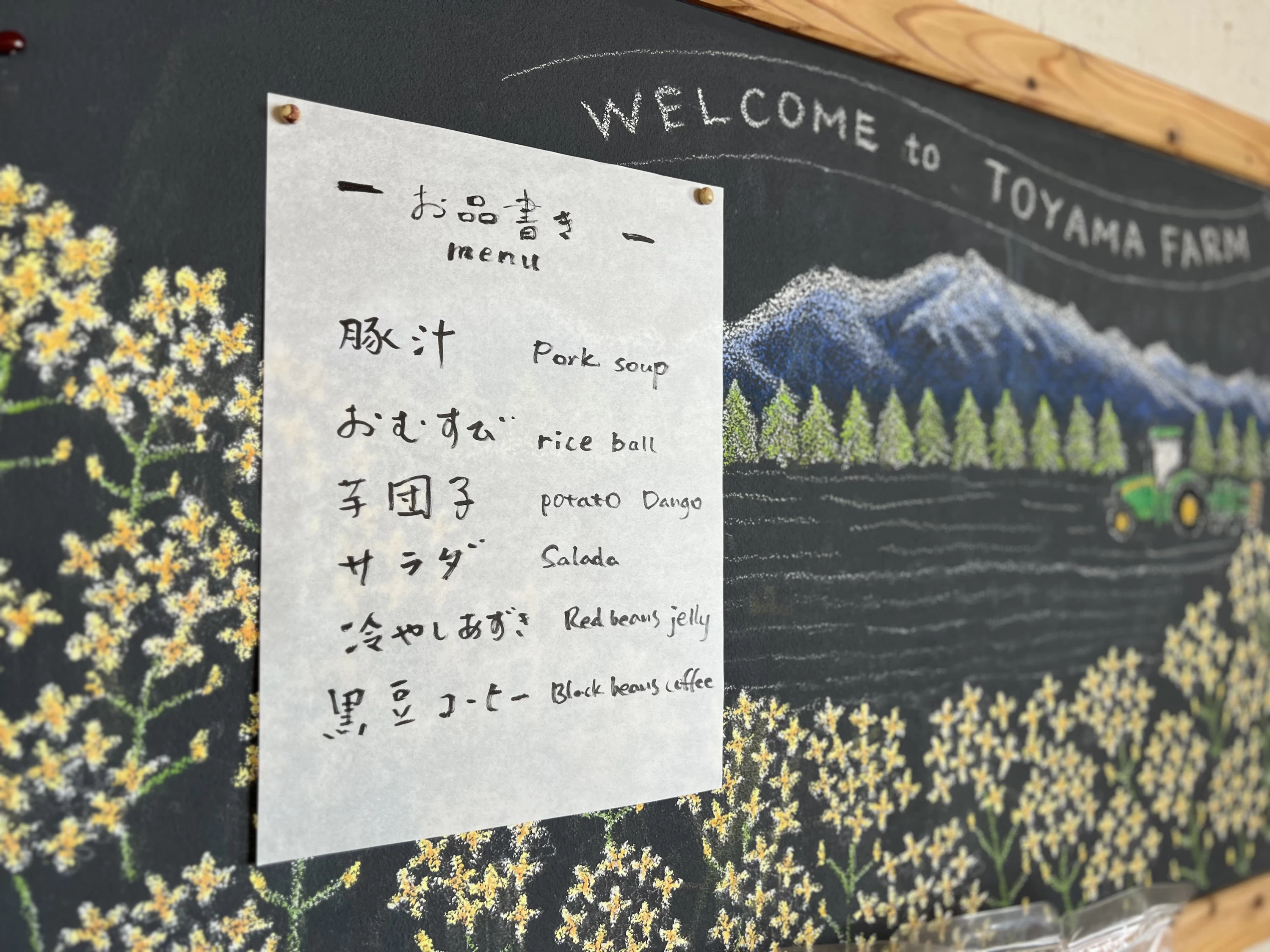 お昼ご飯のお品書きの一例（現地にて撮影）