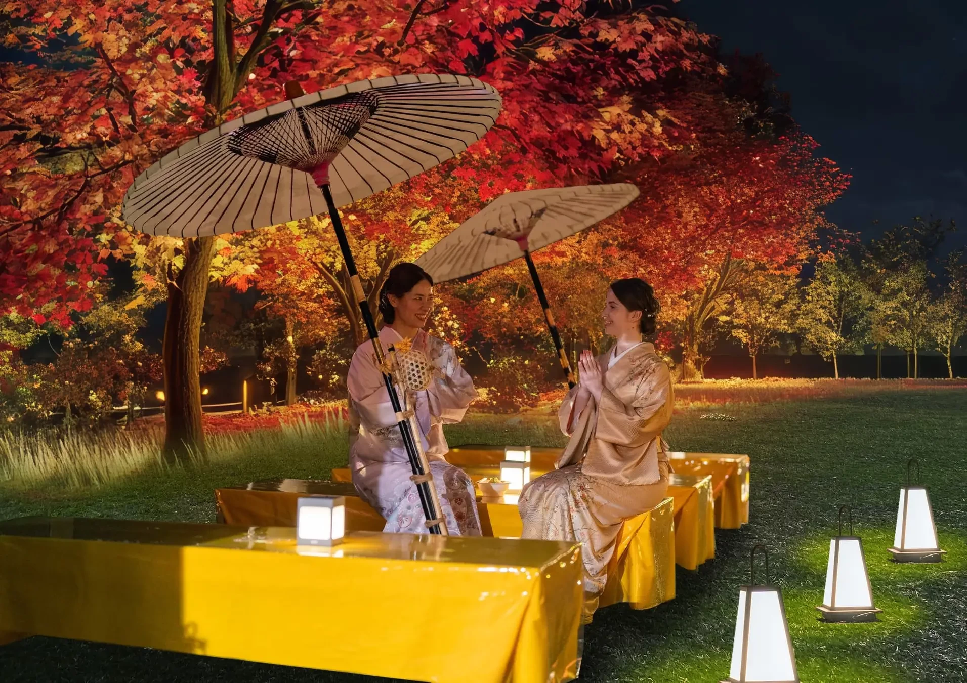 和傘カフェラウンジ ～城を眺める宴の世界～