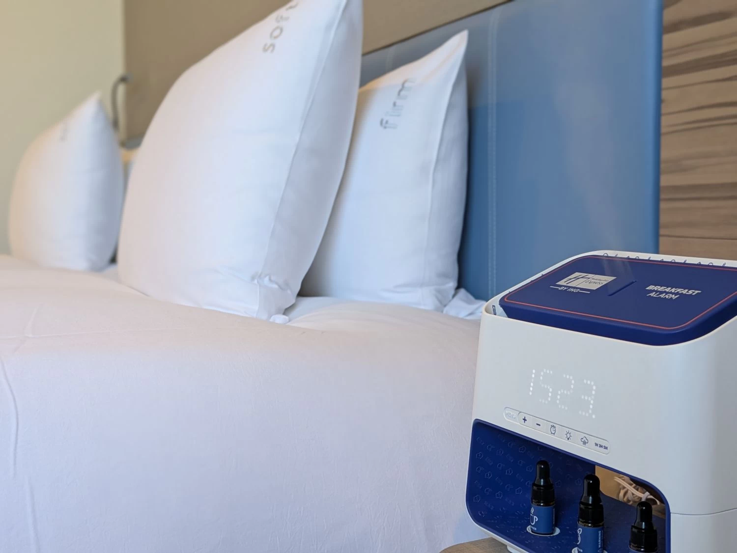 硬さの異なる2種類の枕（現地にて撮影）