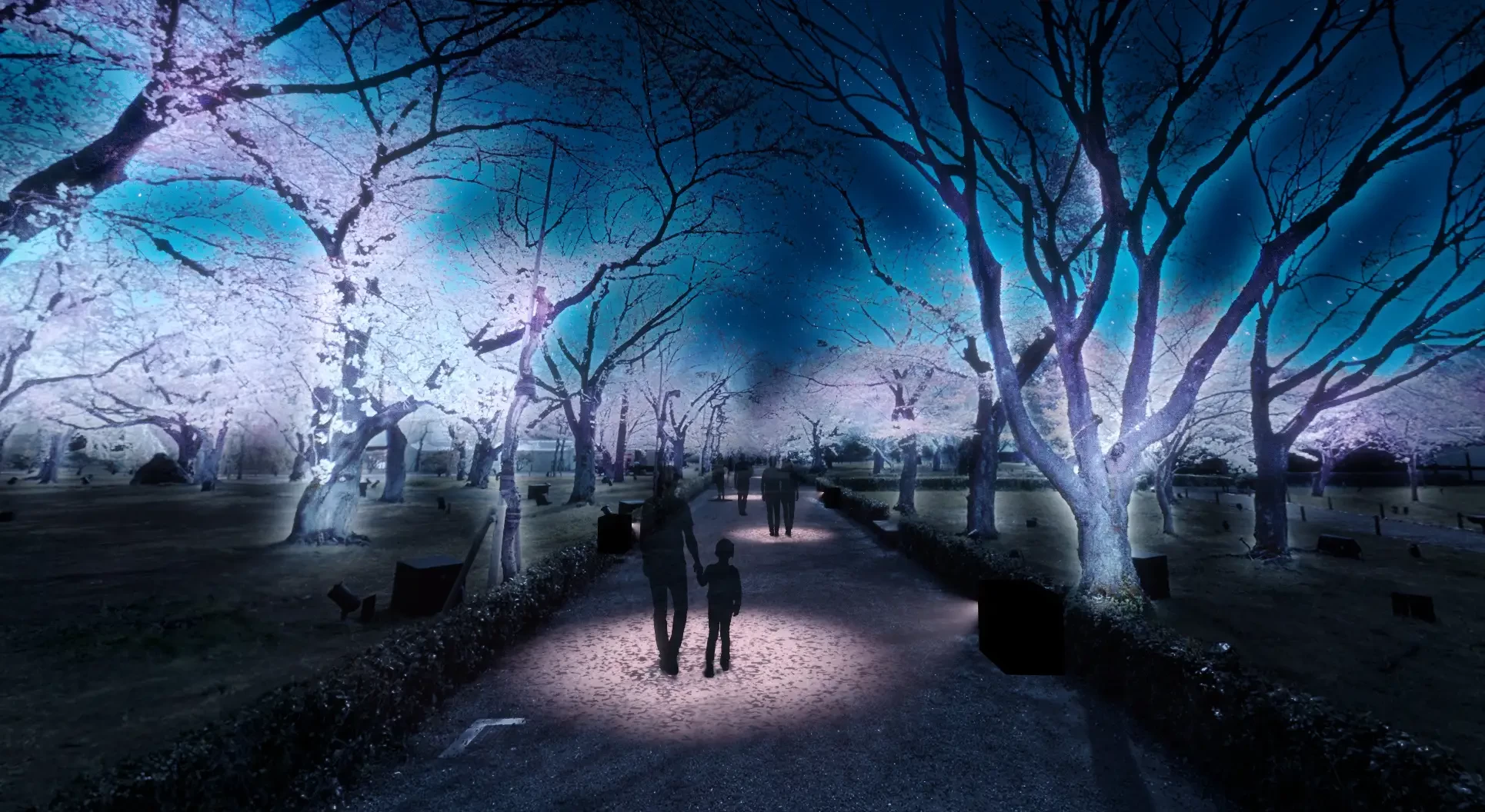 清流園(桜と光のプロジェクションマッピング)